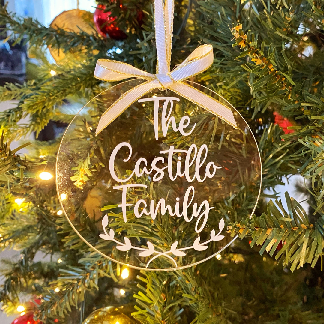 Acrylic Family Name Ornament